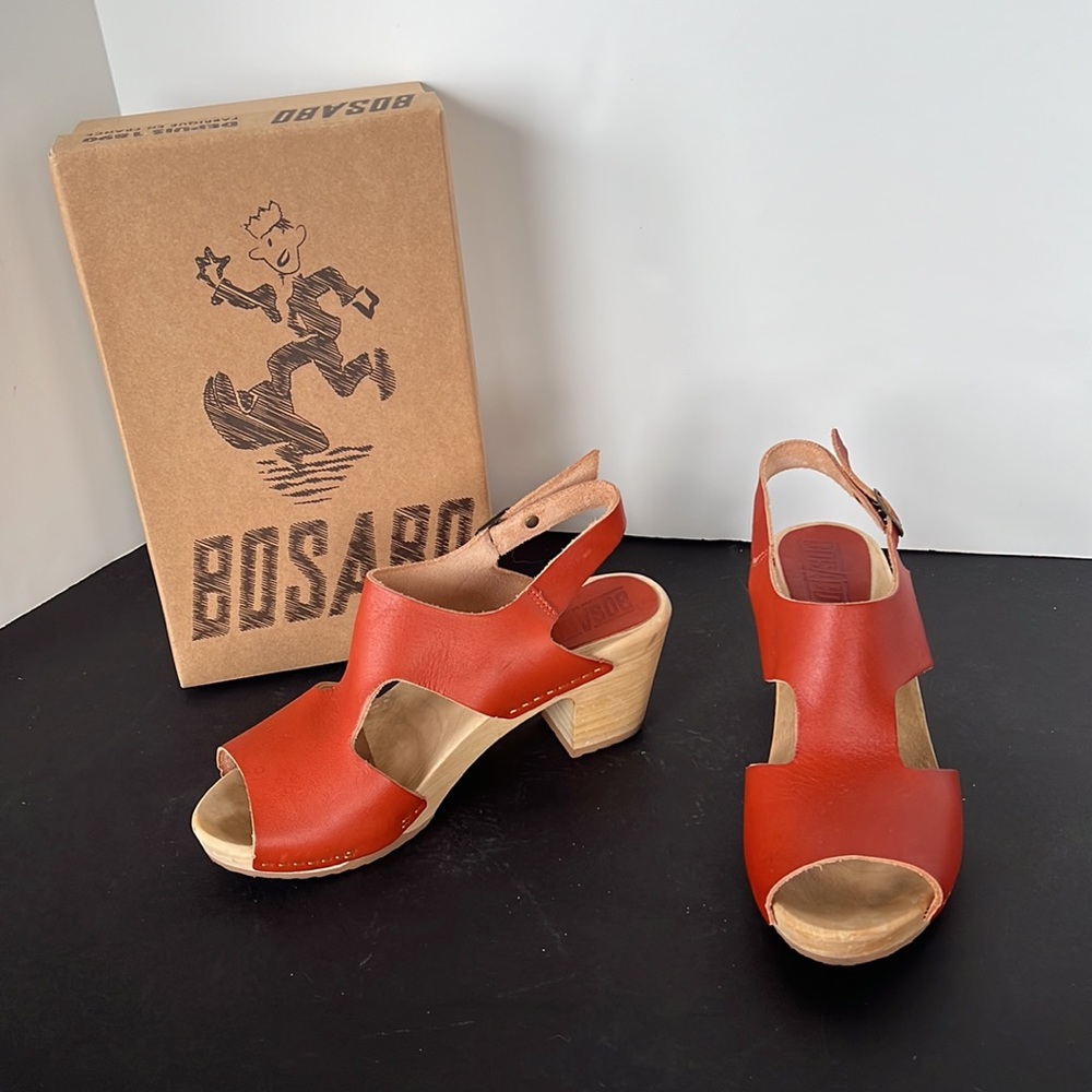 Bosabo t-strap wood heel clog mule sandal FR 41